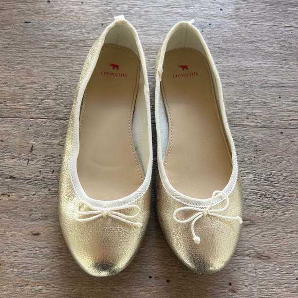 J CREW Crewcuts Women Metallic Gold Ballet Flats - Size K5 / 37 EU / 6.5 US - Picture 1 of 11